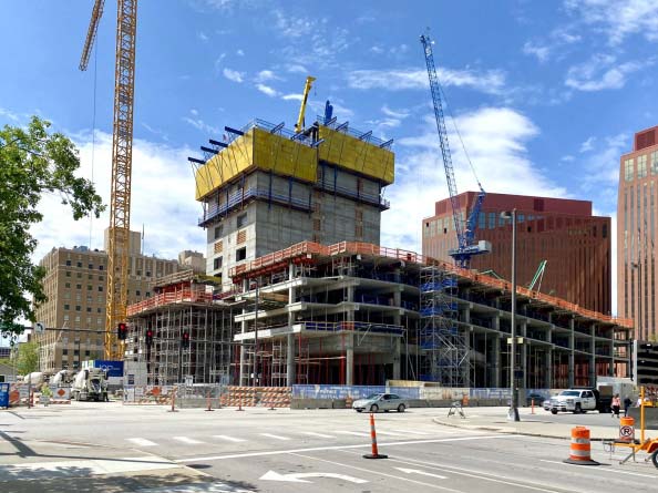 image of construction progress on Mutual of Omaha's headquarters building in progress