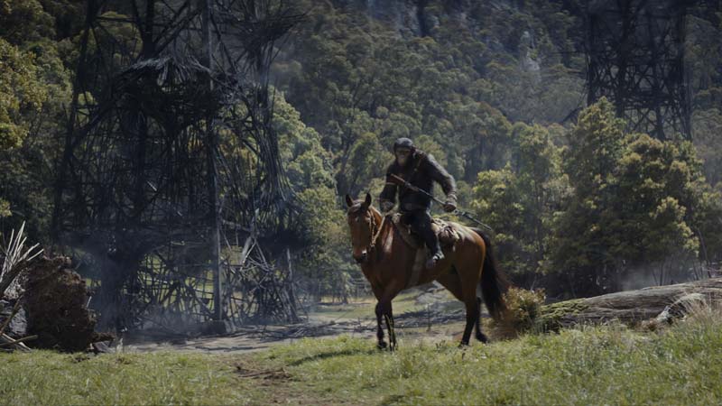 Noa on horseback holding an electric spear