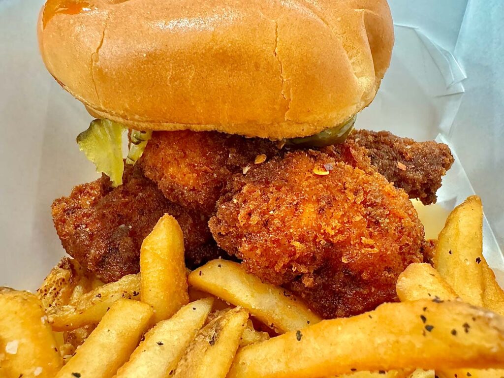 Sauced by Alfaro Nashville hot chicken sandwich