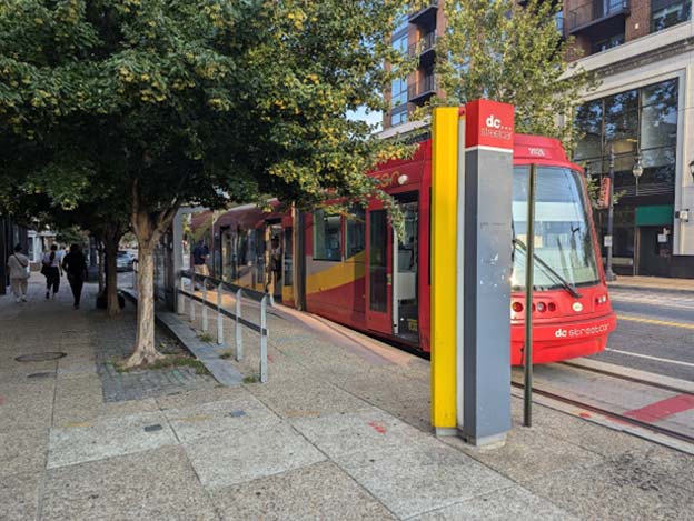 A typical DC Streetcar station on H Street at 5th Street