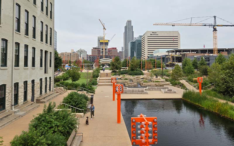 shot of a park in downtown omaha