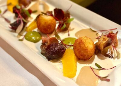 Dolce beets shared plate with fried goat cheese balls