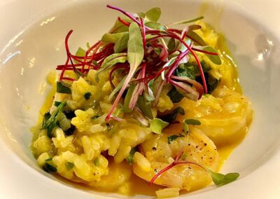 Risotto, shrimp and micro greens