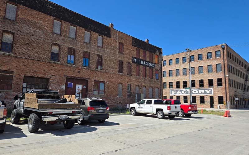 image of buildings in omaha's millwork commons area