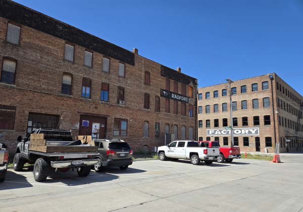 image of buildings in omaha's millwork commons area