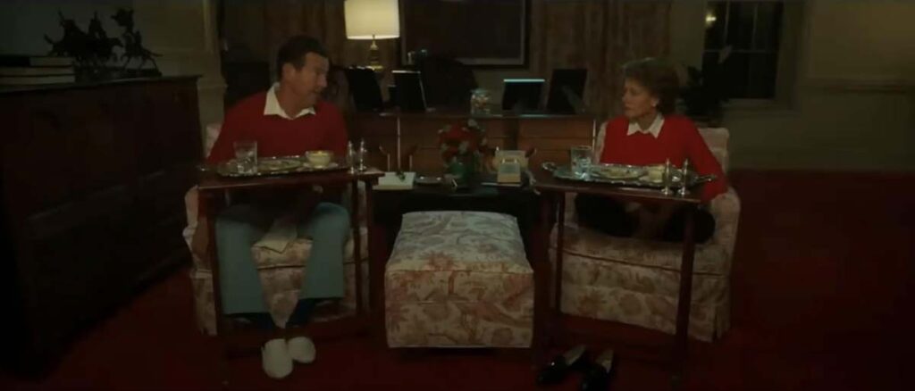 Ronald and Nancy Reagan enjoy a TV dinner