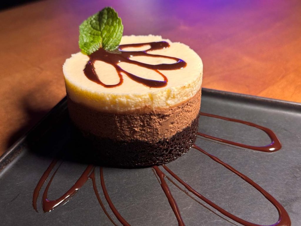 Triple chocolate mousse cake