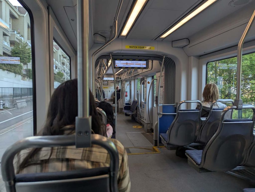 On board the T Line, view from inside a streecar