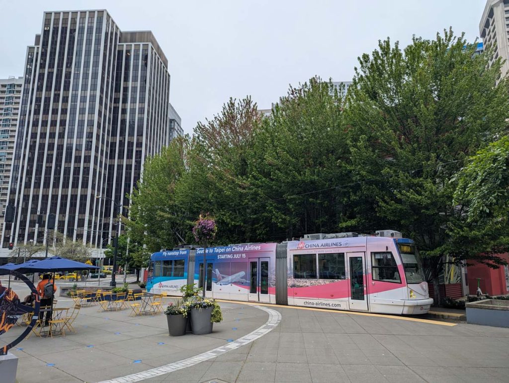South Lake Union terminal at Westlake with new development in the background