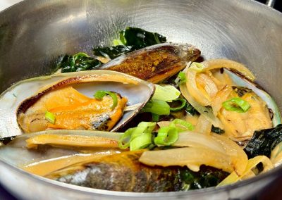Coconut basil mussels