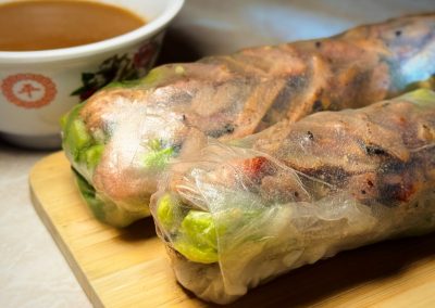 Grilled pork spring rolls