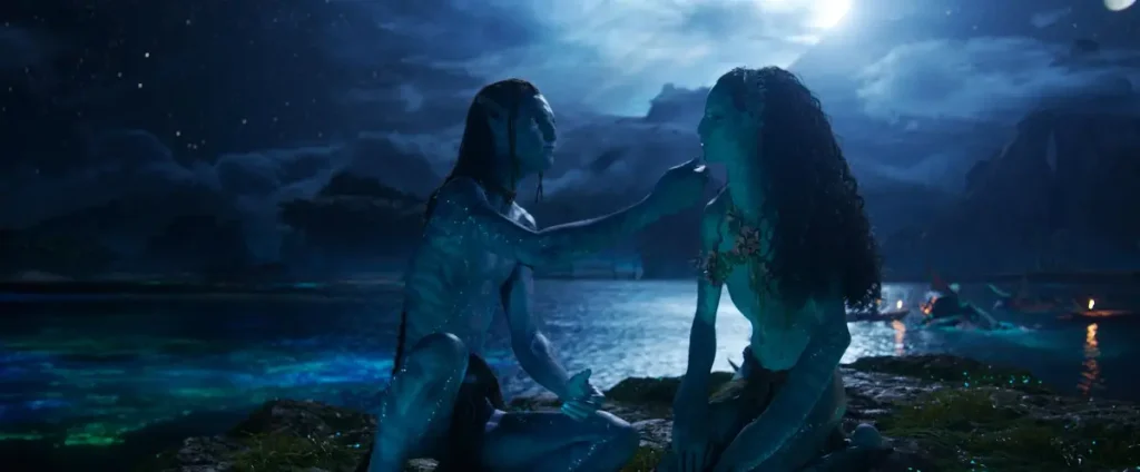 Britain Dalton as Lo'ak and Bailey Bass as Tsireya
