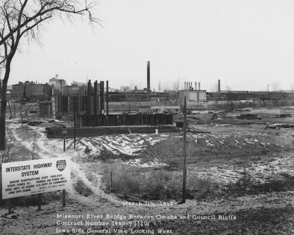 Photo of the I-480 Construction over the Missouri River from 1964