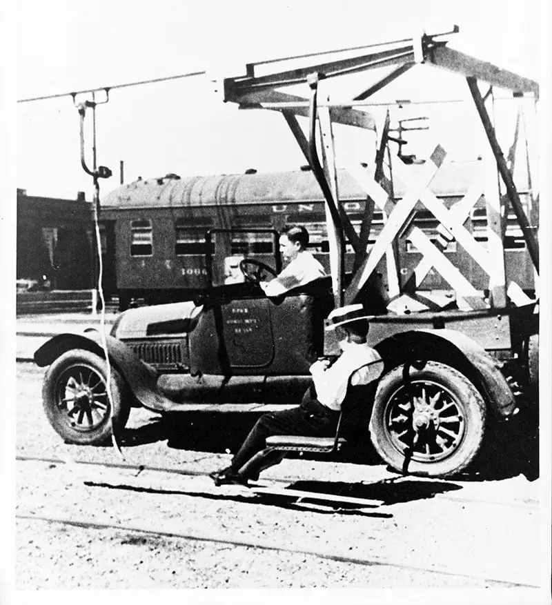 James Curran tested early prototypes of his chairlift in the UP railyards