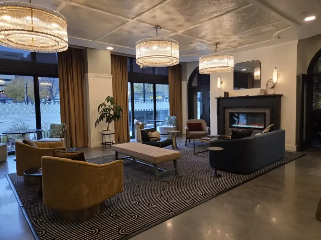 Photo of the lobby at Hotel Indigo.