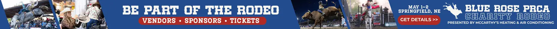 Blue Rose Rodeo bottom page banner ad for charity rodeo show