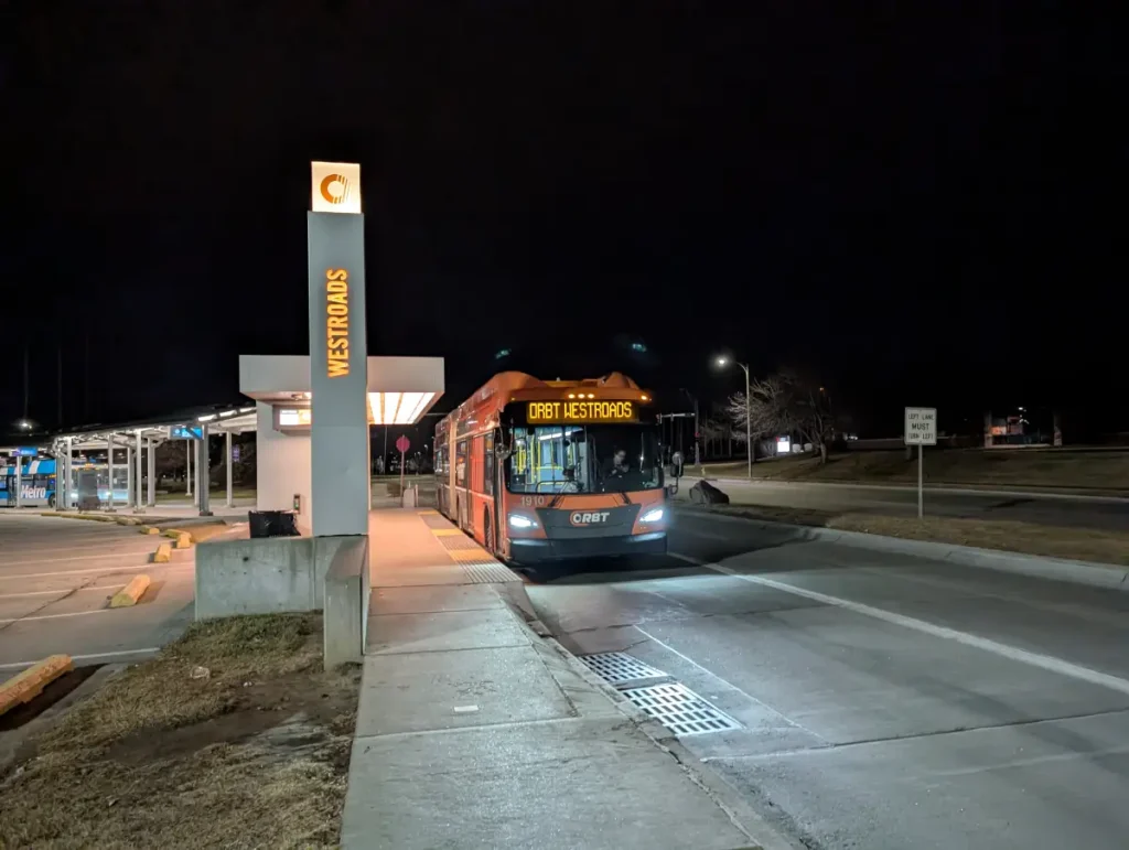 Bus Rapid Transit (BRT) as shown here with Omaha’s ORBT, can be a simpler transit project that still provides benefits for transit passengers