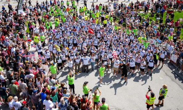 A crowd of non-profit volunteers