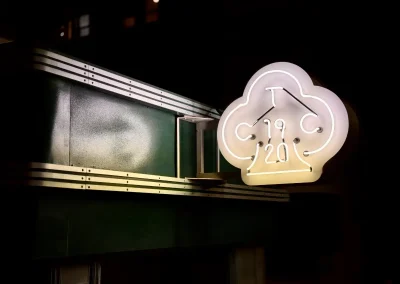 The Committee Chophouse outside neon sign