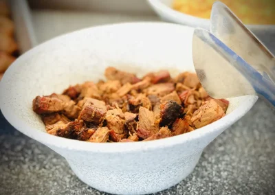 Smoked brisket for the hatch chili mac and cheese