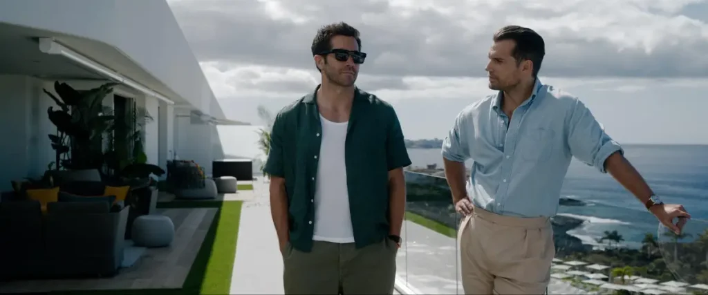 Henry Cavill as Sid, Eiza González as Rachel and Jake Gyllenhaal as Bronco