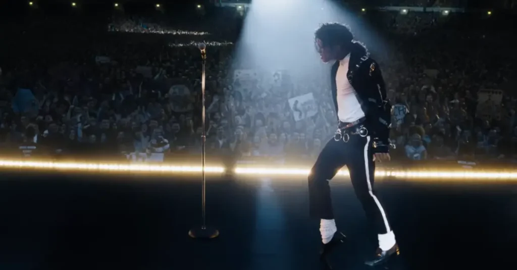 Jaafar Jackson as Michael doing the moonwalk