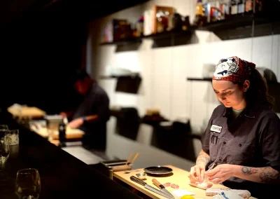 Making sushi at Yoshitomo