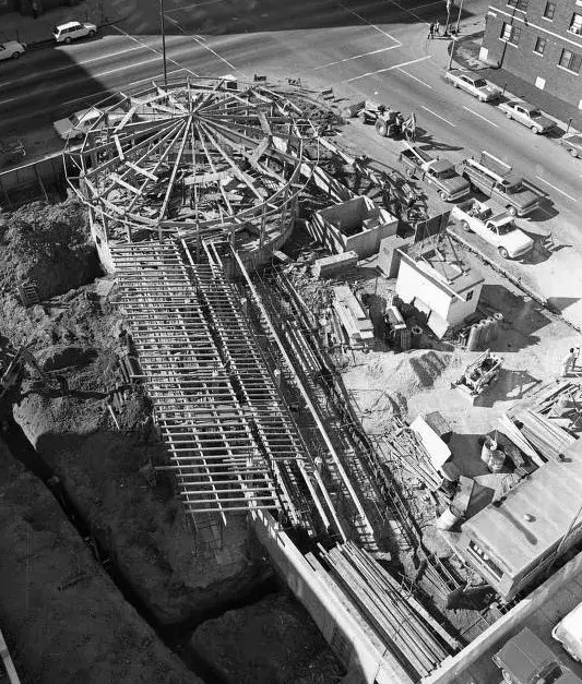 1968 photo of the flying saucer building under construction