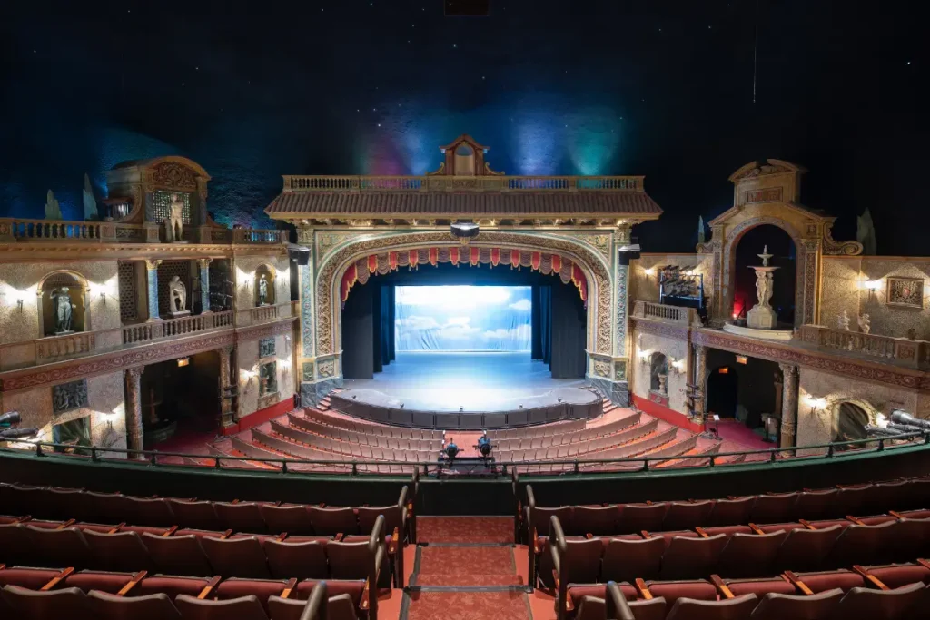 Recent photo of the stage inside the renovated Rose Theater