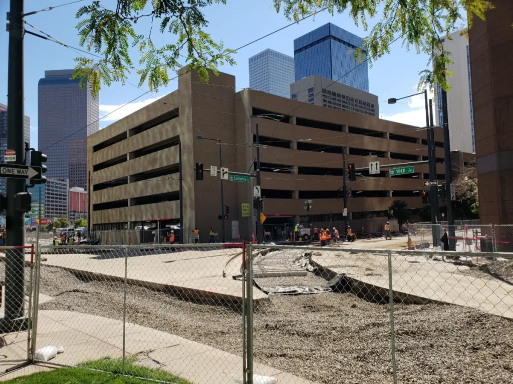 Light rail track in downtown Denver