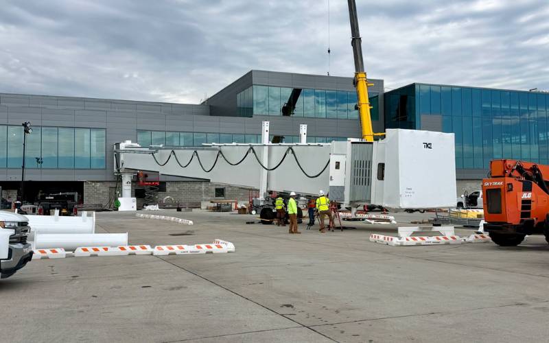First Passenger Bridge on New Concourse